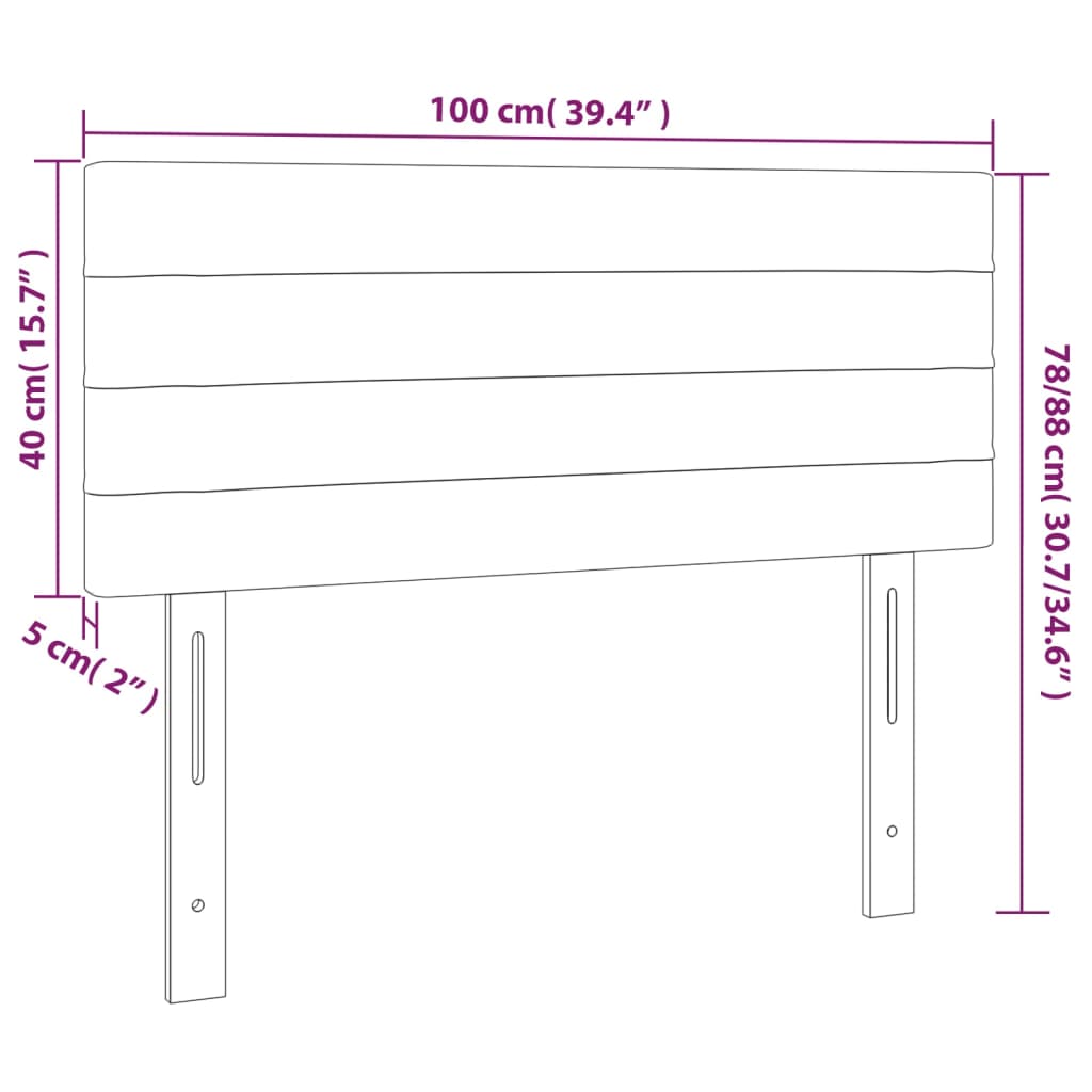 vidaXL Zagłówek do łóżka z LED, jasnoszary, 100x5x78/88 cm, tkanina