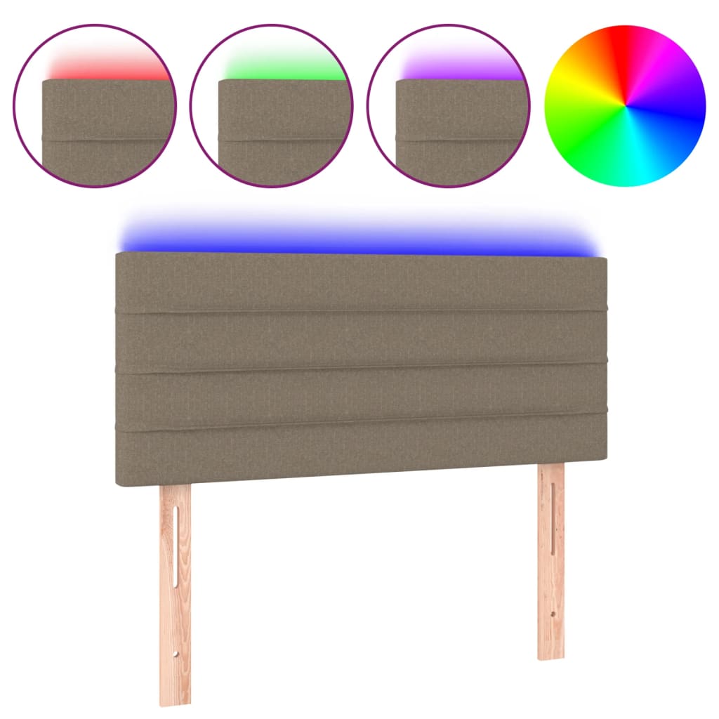 vidaXL Zagłówek do łóżka z LED, taupe, 100x5x78/88 cm, tkanina