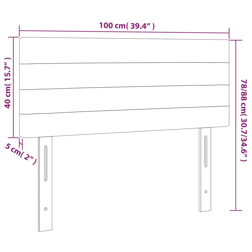 vidaXL Zagłówek do łóżka z LED, taupe, 100x5x78/88 cm, tkanina