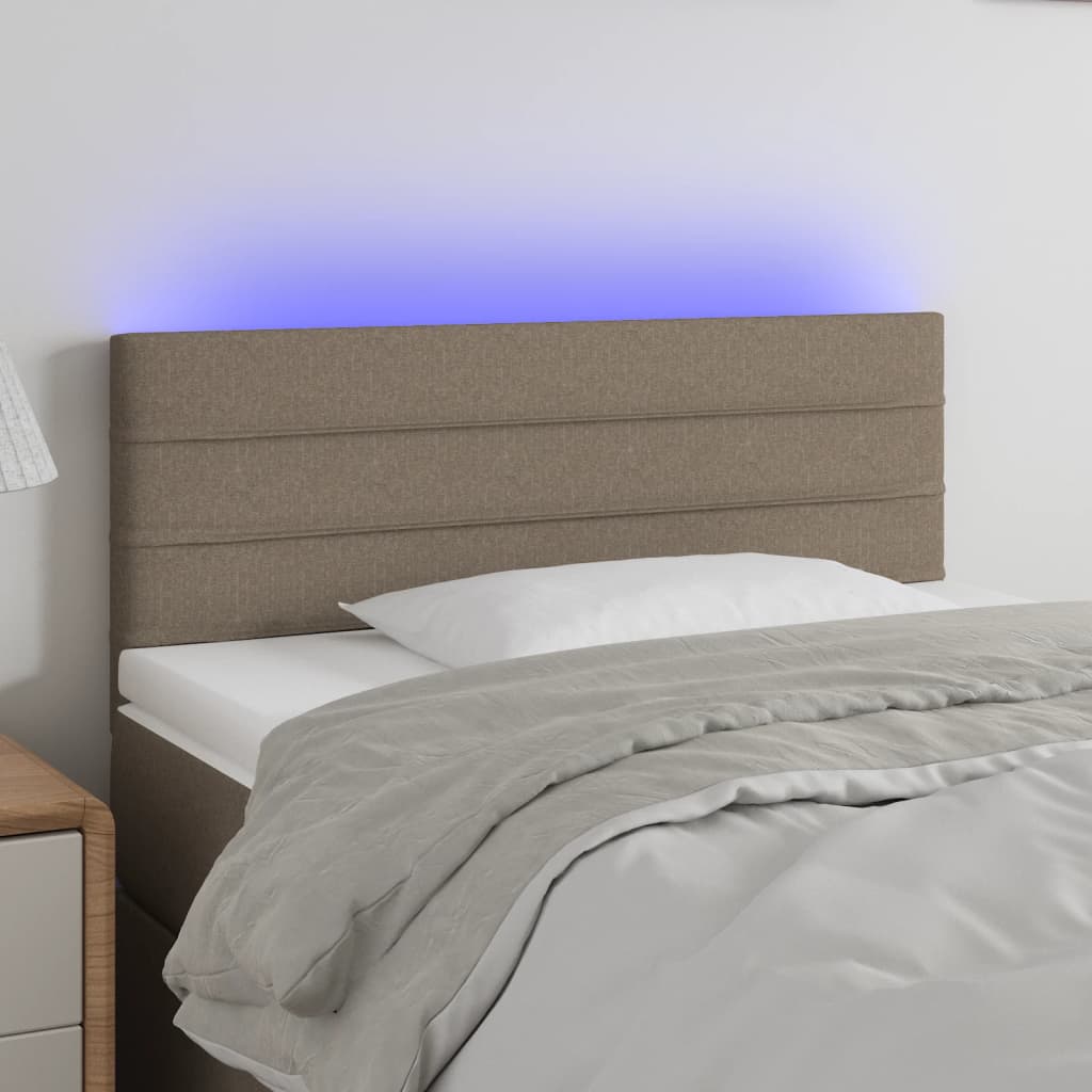 vidaXL Zagłówek do łóżka z LED, taupe, 100x5x78/88 cm, tkanina