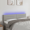 vidaXL Zagłówek do łóżka z LED, jasnoszary, 144x5x78/88 cm, tkanina