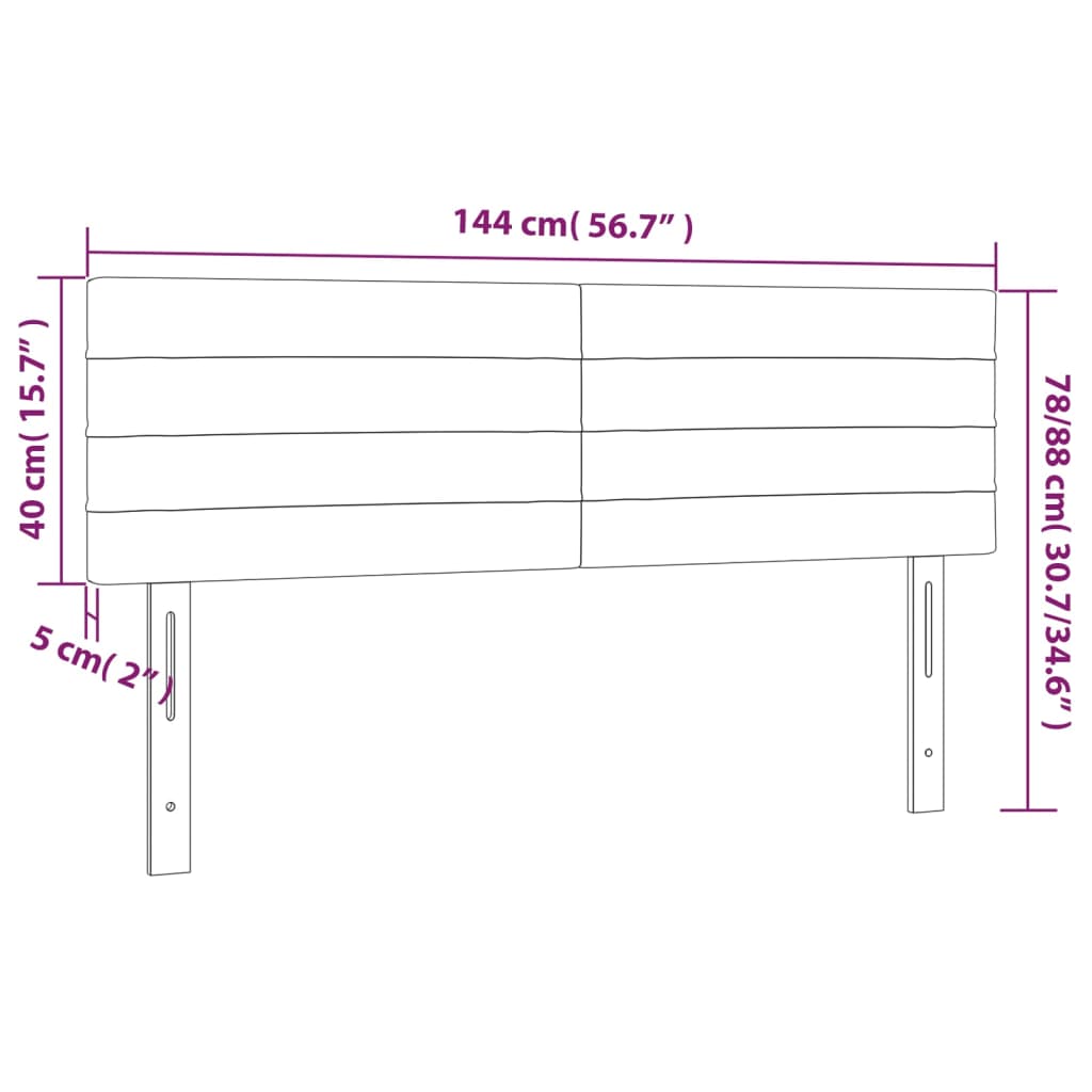 vidaXL Zagłówek do łóżka z LED, ciemnoszary, 144x5x78/88 cm, tkanina