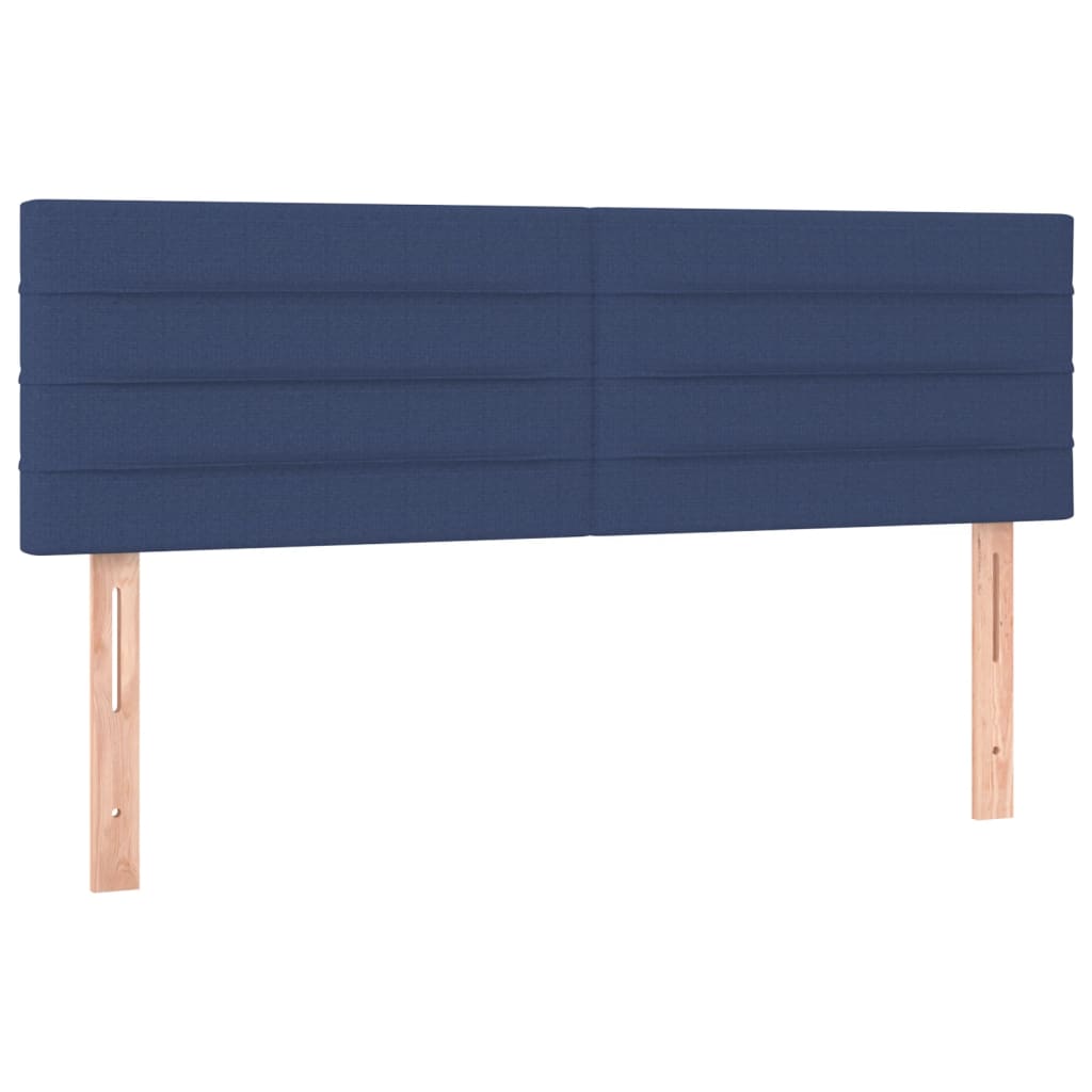vidaXL Zagłówek do łóżka z LED, niebieski, 144x5x78/88 cm, tkanina