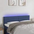 vidaXL Zagłówek do łóżka z LED, niebieski, 144x5x78/88 cm, tkanina