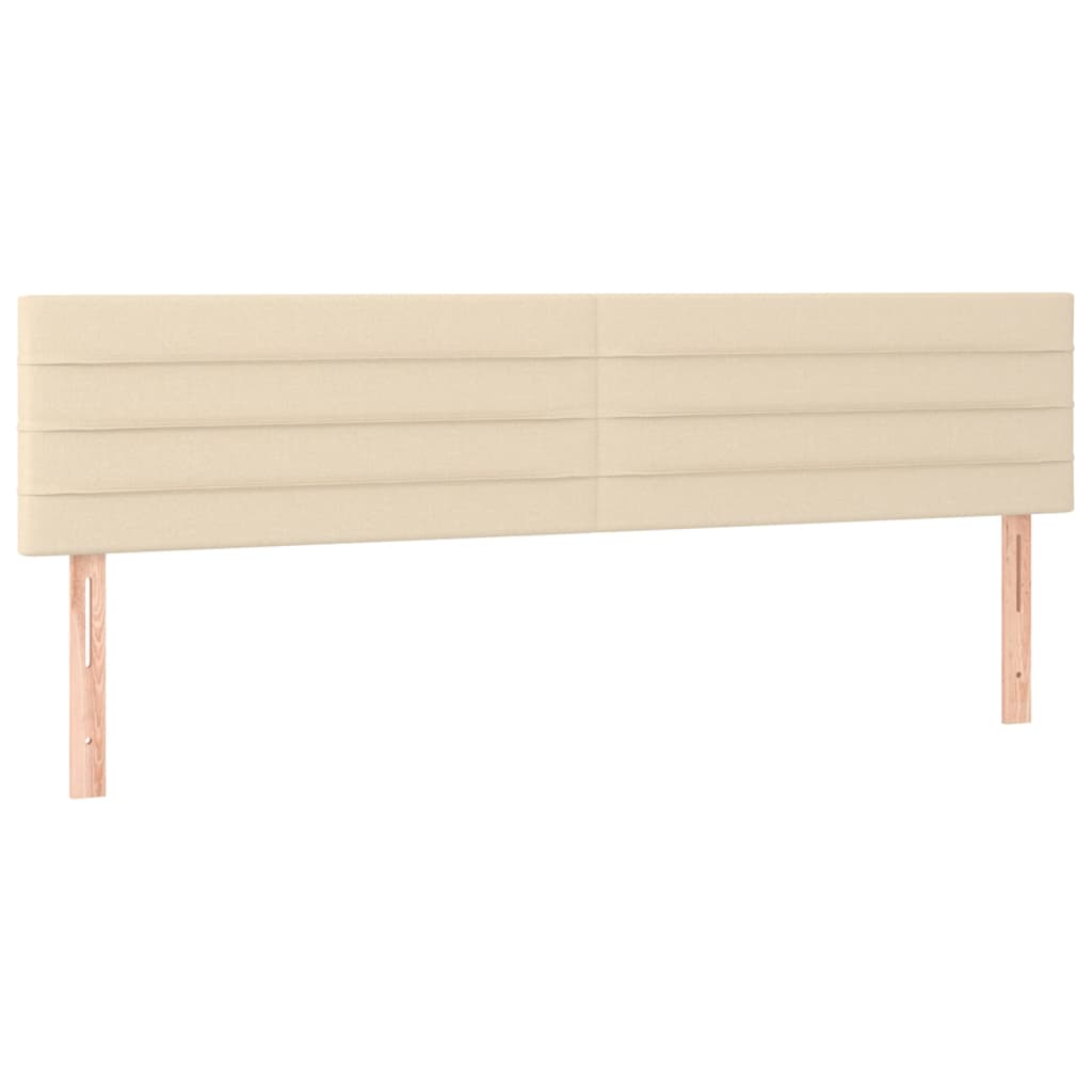 vidaXL Zagłówek do łóżka z LED, kremowy, 160x5x78/88 cm, tkanina