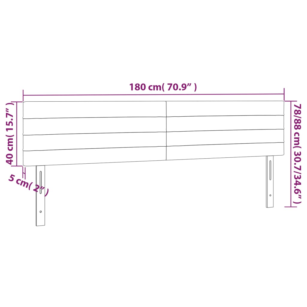vidaXL Zagłówek do łóżka z LED, ciemnobrązowy, 180x5x78/88 cm, tkanina