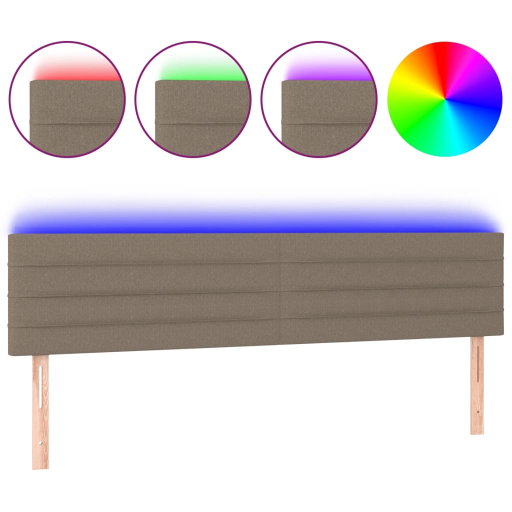 vidaXL Zagłówek do łóżka z LED, taupe, 180x5x78/88 cm, tkanina