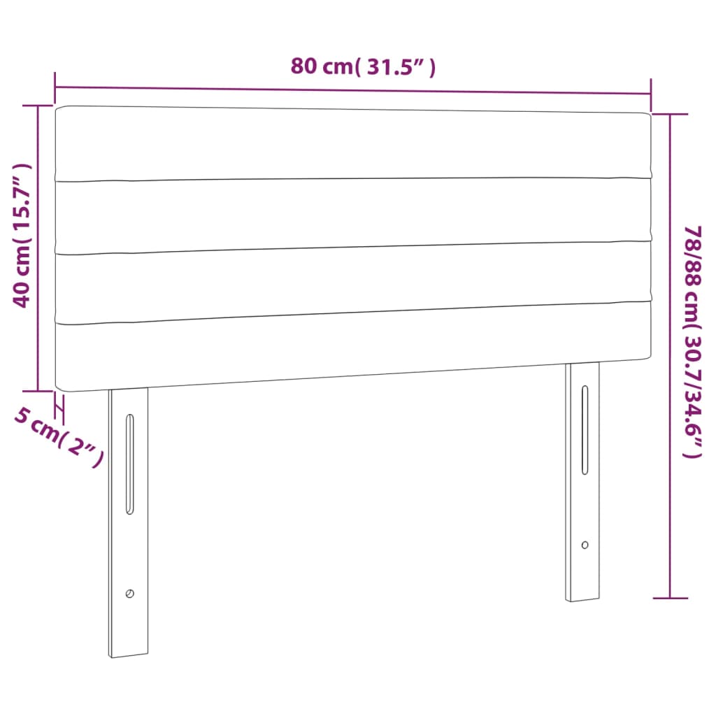 vidaXL Zagłówek do łóżka z LED, jasnoszary, 80x5x78/88 cm, aksamit
