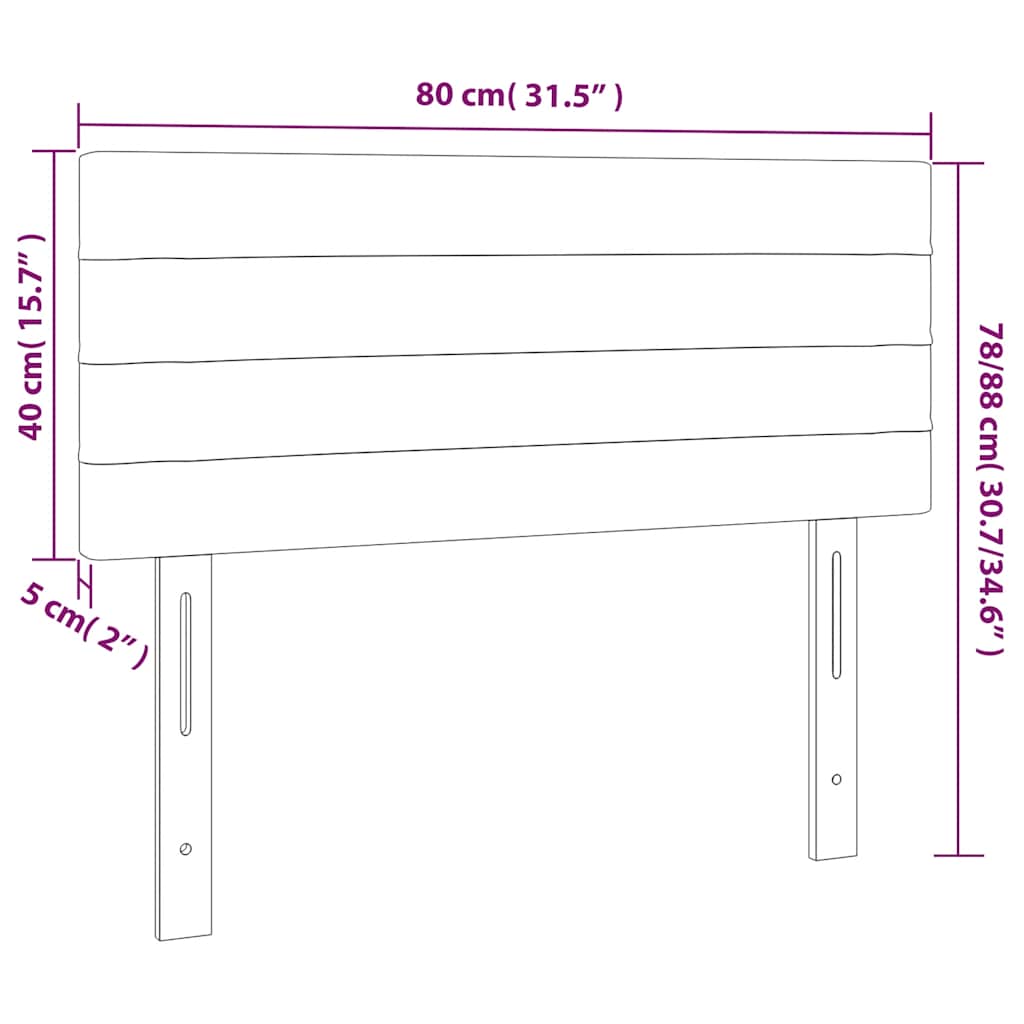 vidaXL Zagłówek do łóżka z LED, ciemnoniebieski 80x5x78/88 cm, aksamit