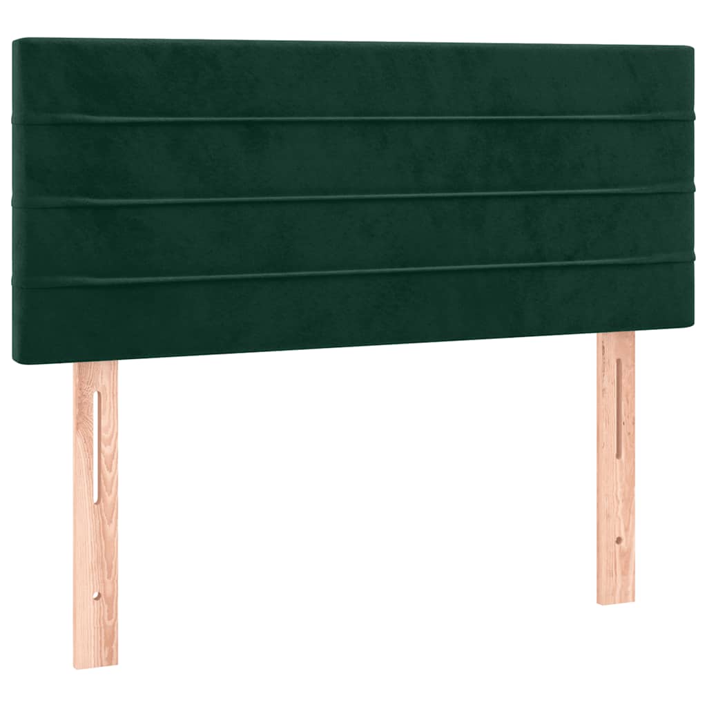 vidaXL Zagłówek do łóżka z LED, ciemnozielony, 90x5x78/88 cm, aksamit