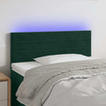 vidaXL Zagłówek do łóżka z LED, ciemnozielony, 90x5x78/88 cm, aksamit