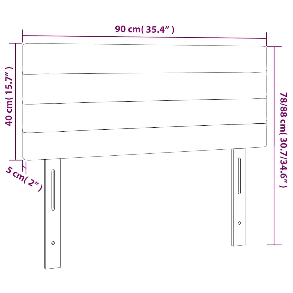 vidaXL Zagłówek do łóżka z LED, ciemnoniebieski, 90x5x78/88cm, aksamit