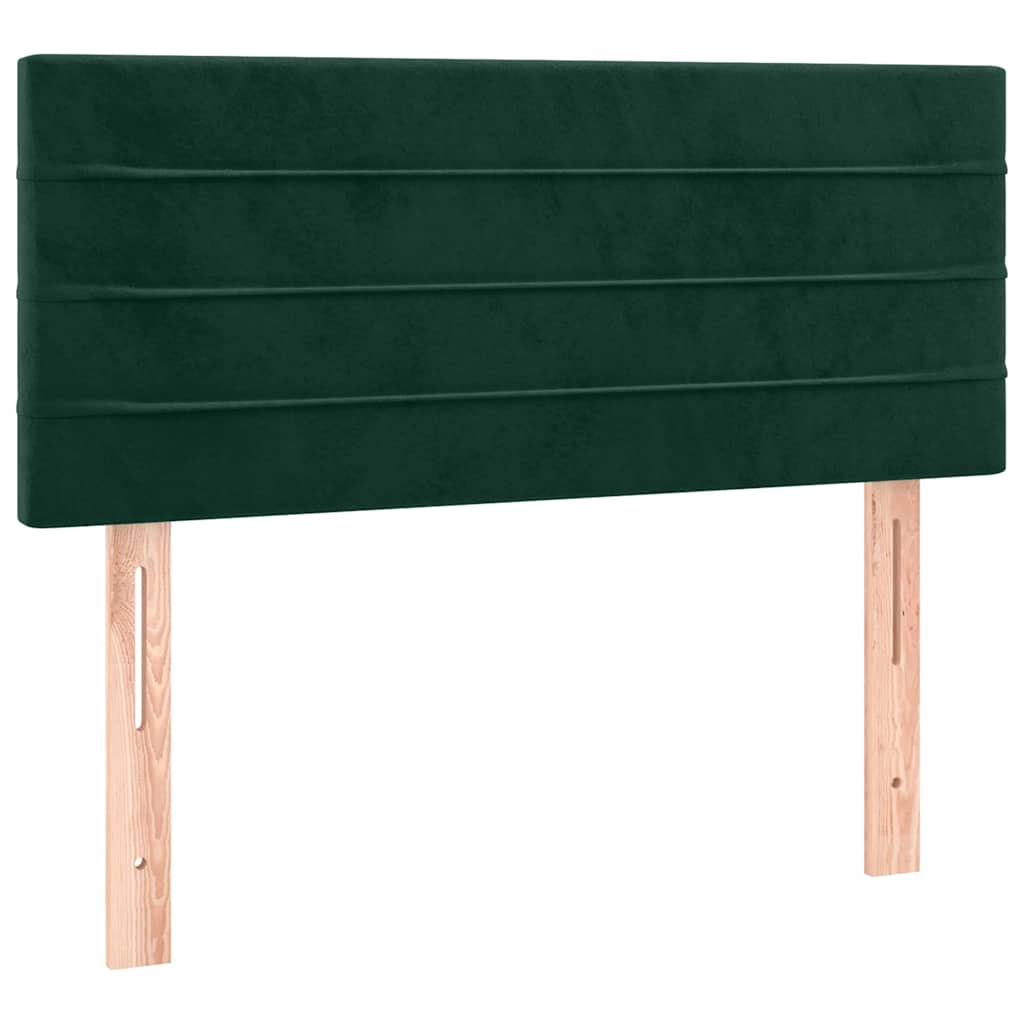 vidaXL Zagłówek do łóżka z LED, ciemnozielony, 100x5x78/88 cm, aksamit