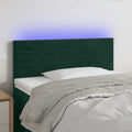 vidaXL Zagłówek do łóżka z LED, ciemnozielony, 100x5x78/88 cm, aksamit