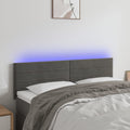 vidaXL Zagłówek do łóżka z LED, ciemnoszary, 144x5x78/88 cm, aksamit