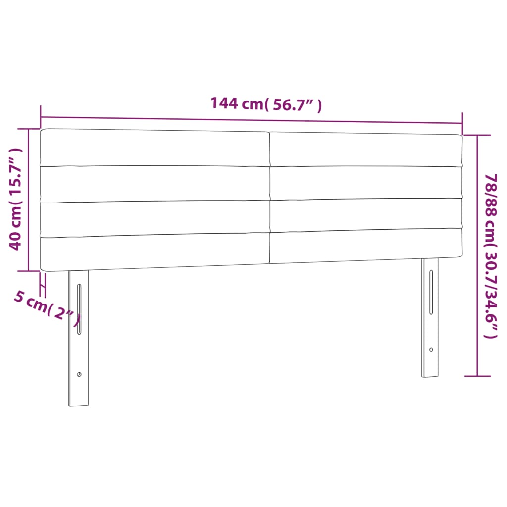 vidaXL Zagłówek do łóżka z LED, czarny, 144x5x78/88 cm, aksamit