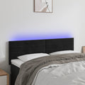 vidaXL Zagłówek do łóżka z LED, czarny, 144x5x78/88 cm, aksamit