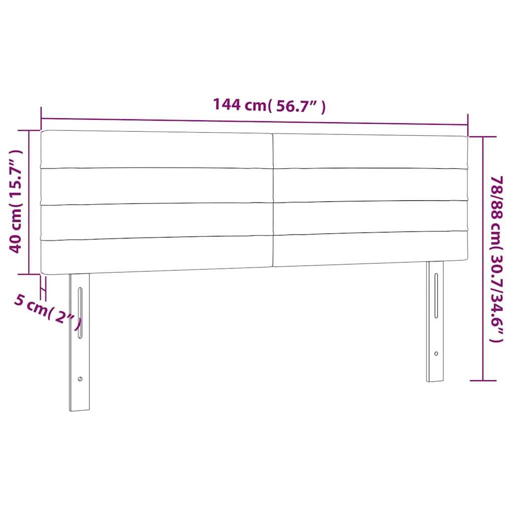 vidaXL Zagłówek do łóżka z LED, ciemnozielony, 144x5x78/88 cm, aksamit