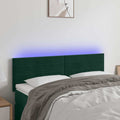vidaXL Zagłówek do łóżka z LED, ciemnozielony, 144x5x78/88 cm, aksamit