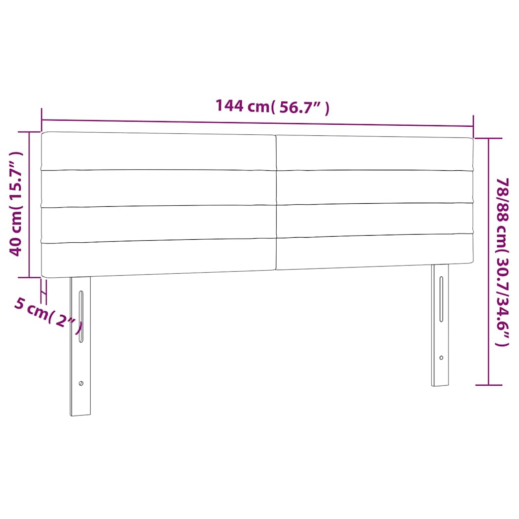 vidaXL Zagłówek do łóżka z LED, ciemnoniebieski 144x5x78/88cm, aksamit