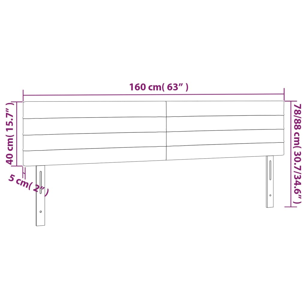 vidaXL Zagłówek do łóżka z LED, czarny, 160x5x78/88 cm, aksamit