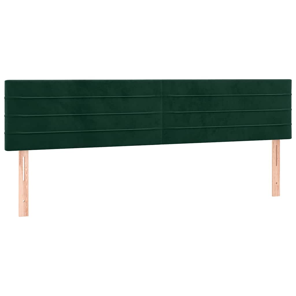 vidaXL Zagłówek do łóżka z LED, ciemnozielony, 160x5x78/88 cm, aksamit