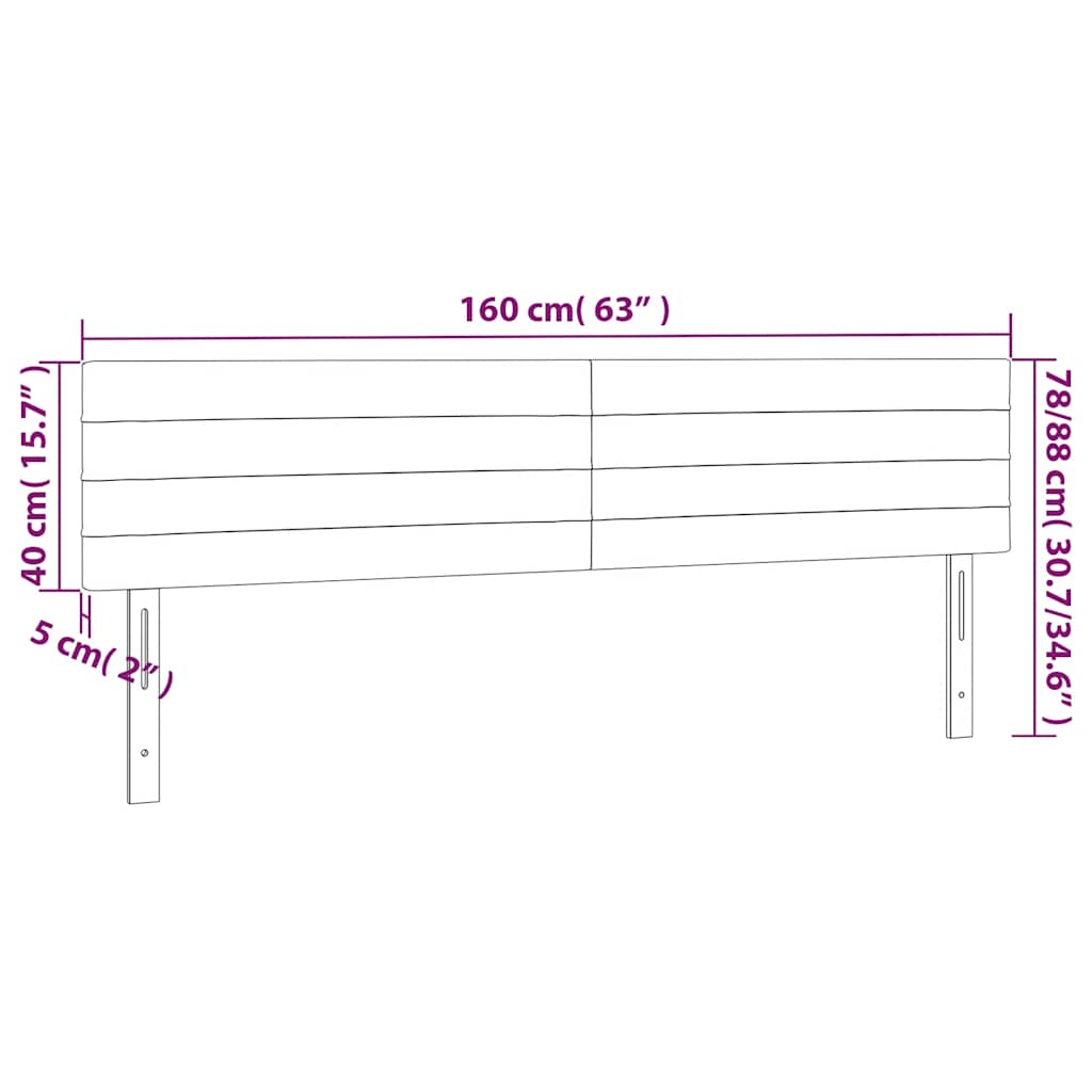 vidaXL Zagłówek do łóżka z LED, ciemnozielony, 160x5x78/88 cm, aksamit