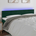 vidaXL Zagłówek do łóżka z LED, ciemnozielony, 160x5x78/88 cm, aksamit