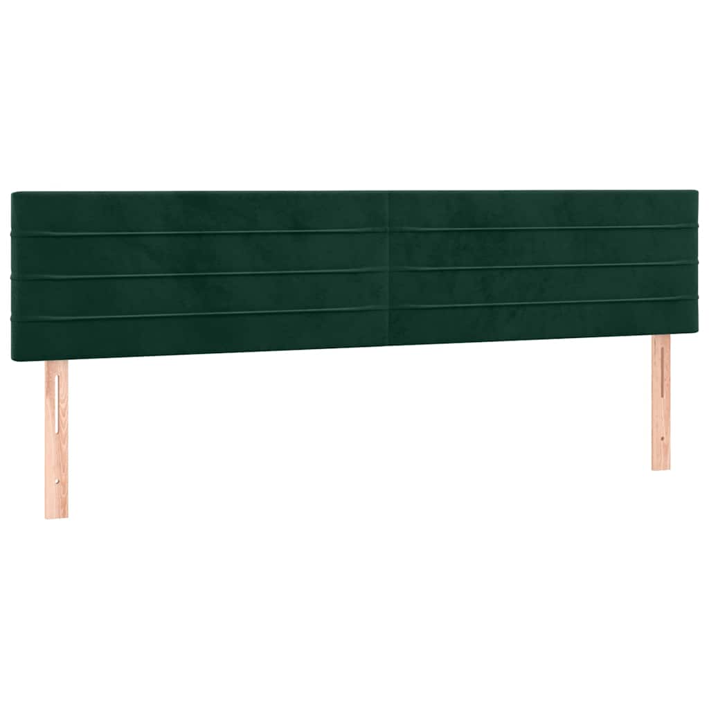 vidaXL Zagłówek do łóżka z LED, ciemnozielony, 200x5x78/88 cm, aksamit