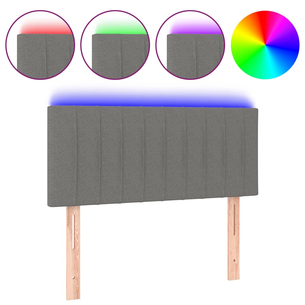 vidaXL Zagłówek do łóżka z LED, ciemnoszary, 80x5x78/88 cm, tkanina