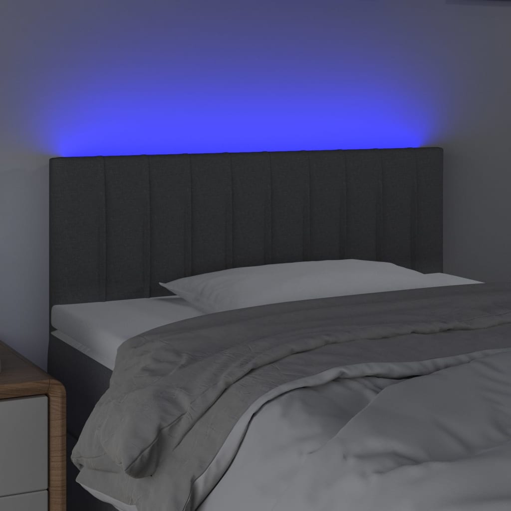 vidaXL Zagłówek do łóżka z LED, ciemnoszary, 80x5x78/88 cm, tkanina
