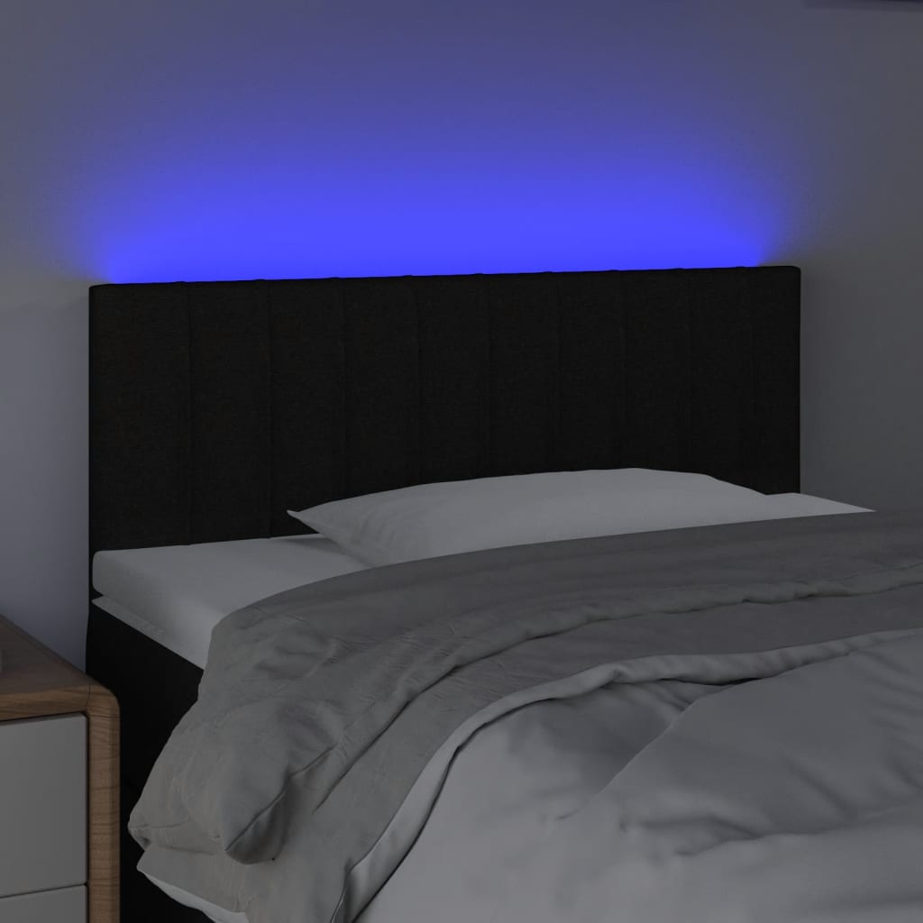 vidaXL Zagłówek do łóżka z LED, czarny, 80x5x78/88 cm, tkanina