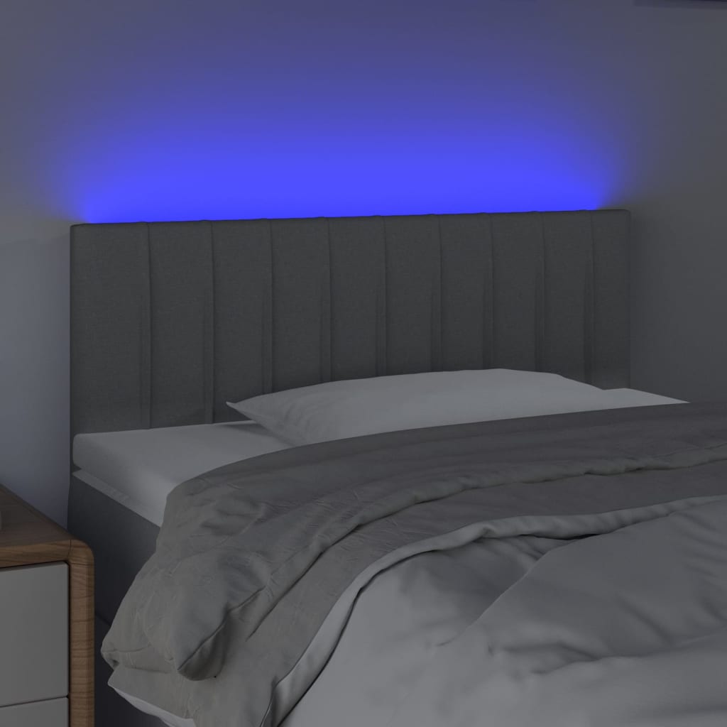 vidaXL Zagłówek do łóżka z LED, jasnoszary, 90x5x78/88 cm, tkanina