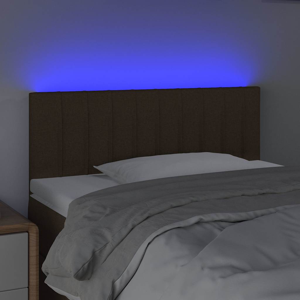 vidaXL Zagłówek do łóżka z LED, ciemnobrązowy, 90x5x78/88 cm, tkanina
