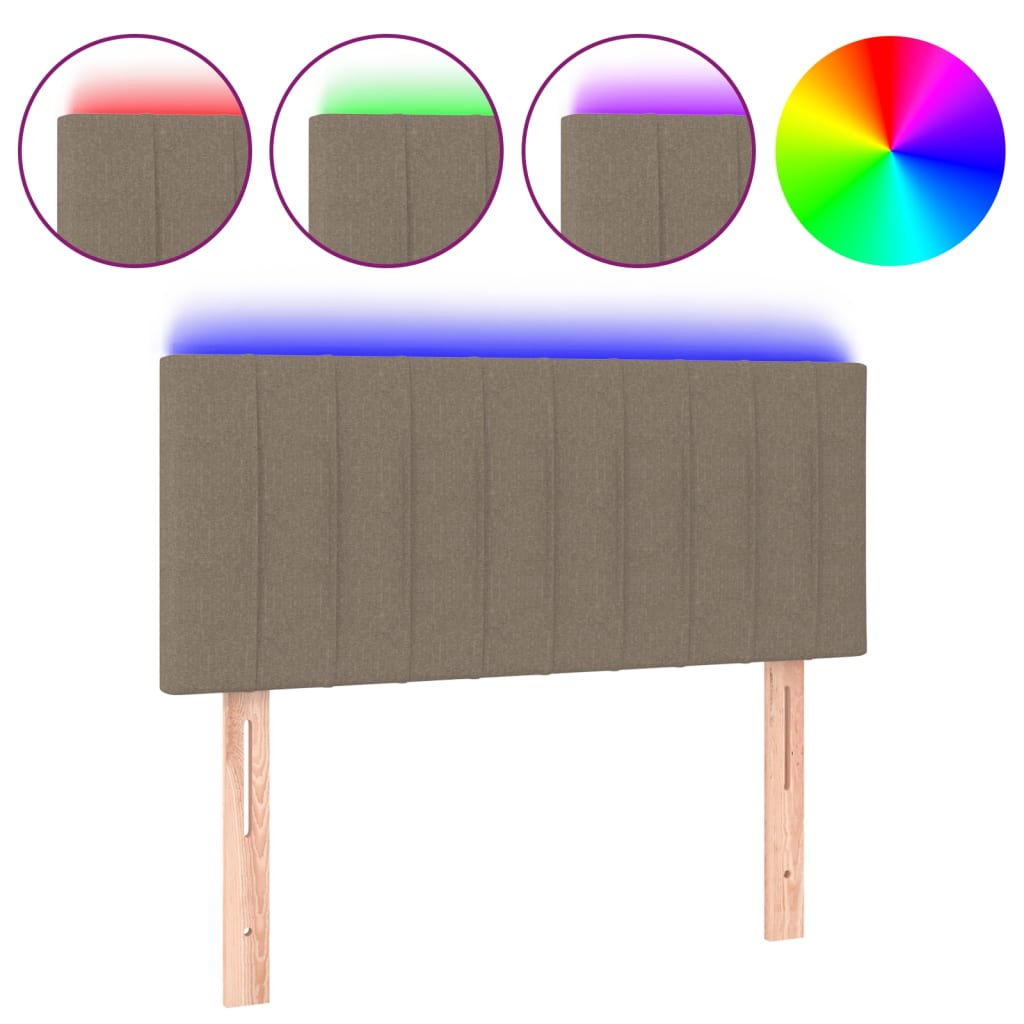 vidaXL Zagłówek do łóżka z LED, taupe, 90x5x78/88 cm, tkanina