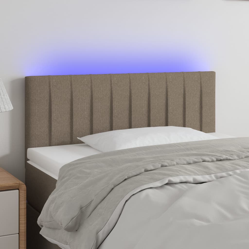 vidaXL Zagłówek do łóżka z LED, taupe, 90x5x78/88 cm, tkanina