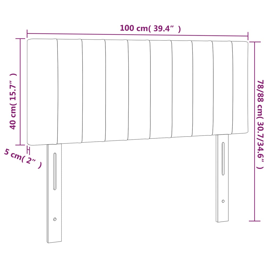 vidaXL Zagłówek do łóżka z LED, jasnoszary, 100x5x78/88 cm, tkanina