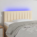 vidaXL Zagłówek do łóżka z LED, kremowy, 100x5x78/88 cm, tkanina
