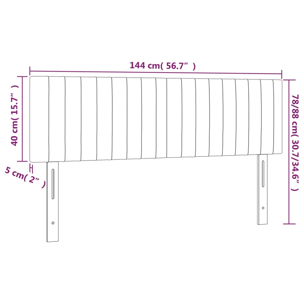 vidaXL Zagłówek do łóżka z LED, kremowy, 144x5x78/88 cm, tkanina