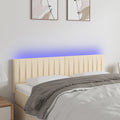 vidaXL Zagłówek do łóżka z LED, kremowy, 144x5x78/88 cm, tkanina