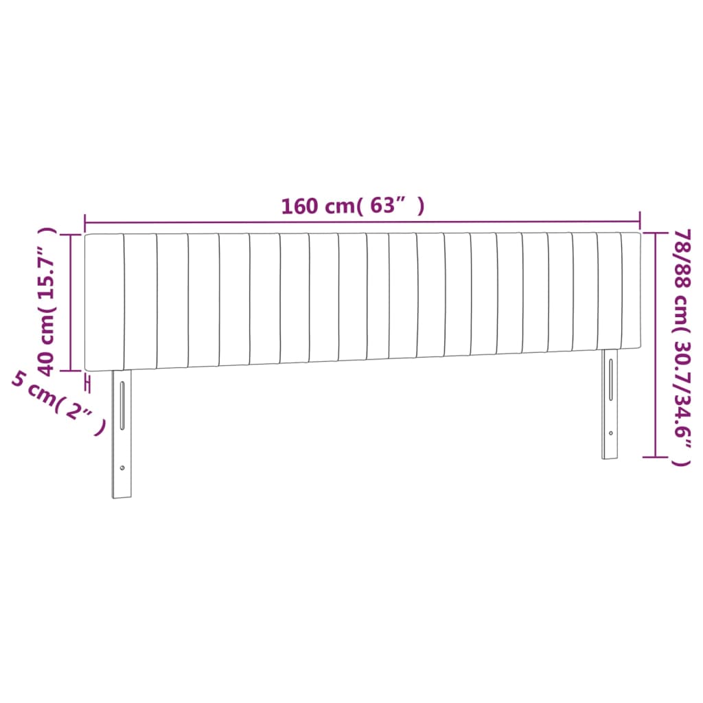 vidaXL Zagłówek do łóżka z LED, kremowy, 160x5x78/88 cm, tkanina