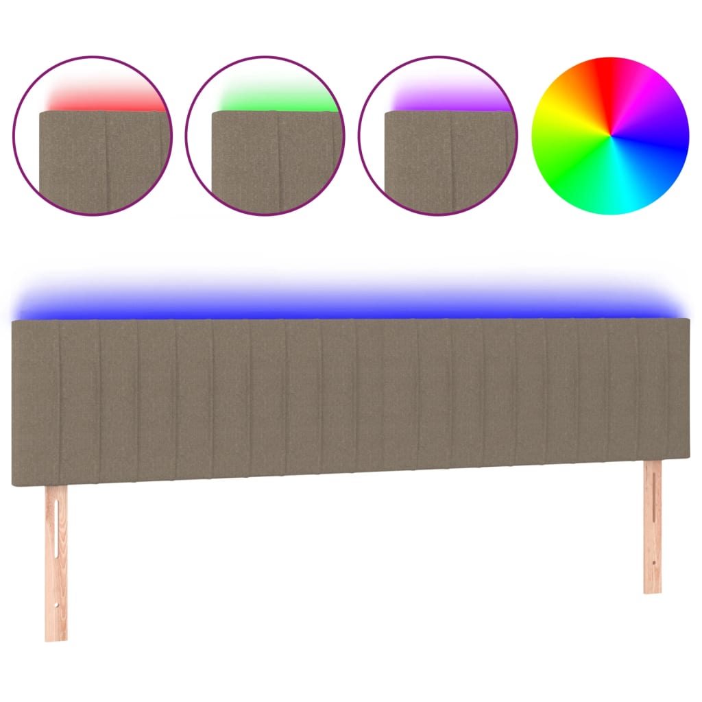 vidaXL Zagłówek do łóżka z LED, taupe, 180x5x78/88 cm, tkanina