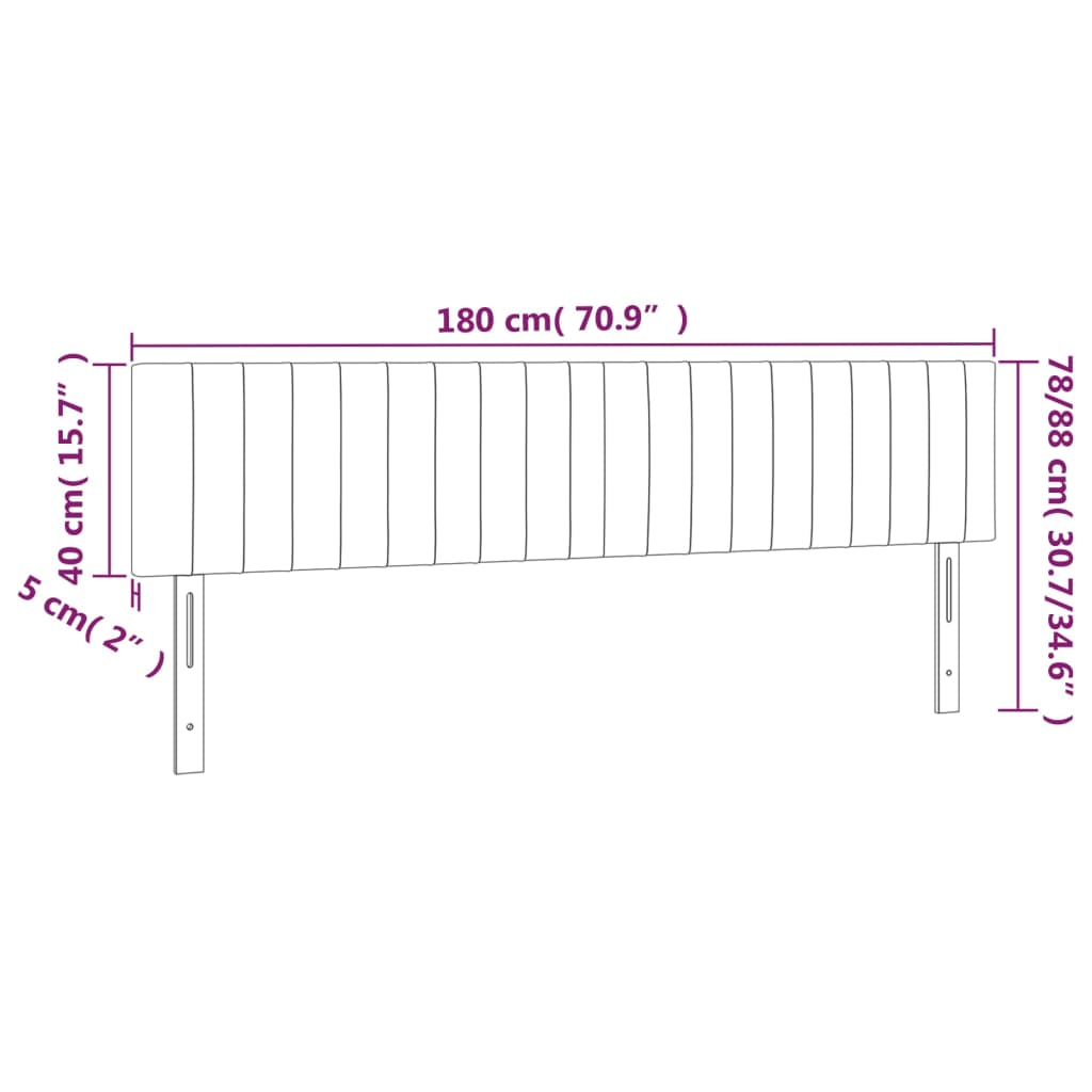 vidaXL Zagłówek do łóżka z LED, niebieski, 180x5x78/88 cm, tkanina