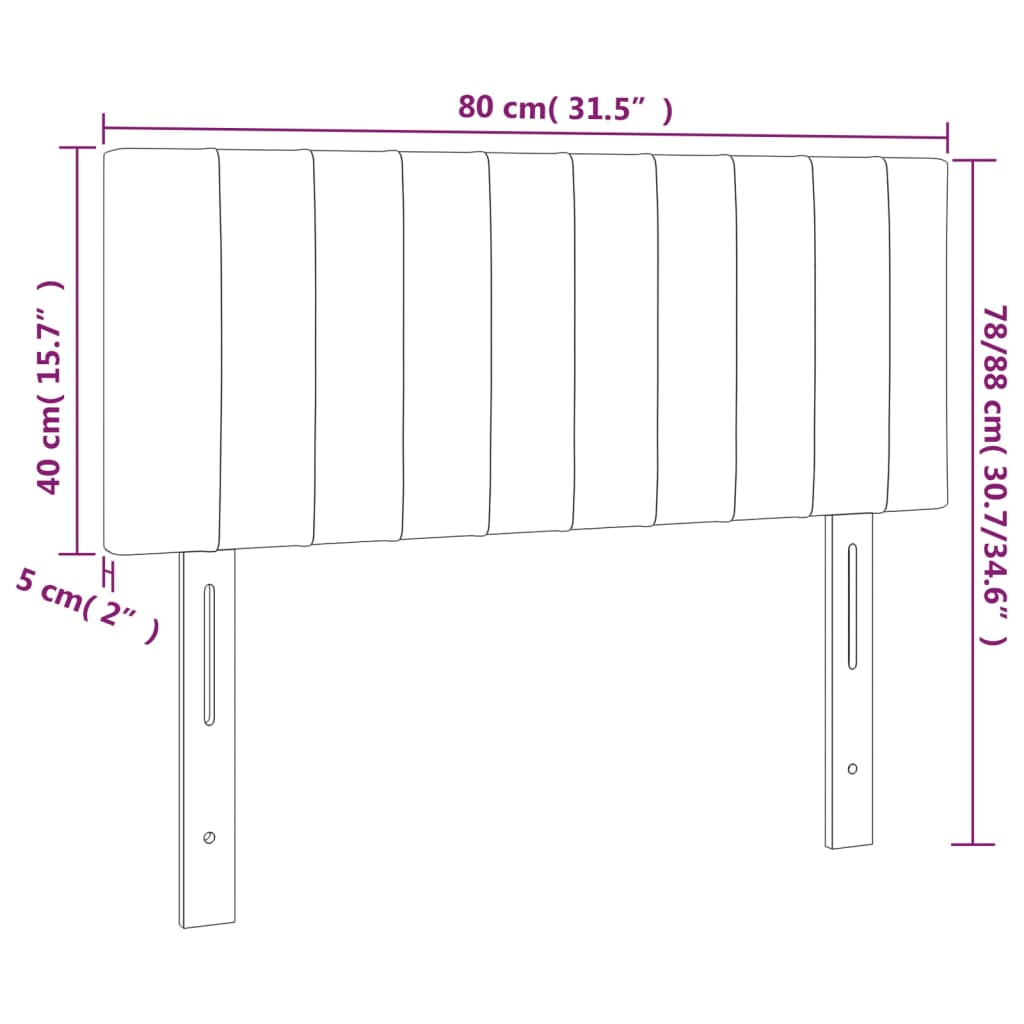 vidaXL Zagłówek do łóżka z LED, jasnoszary, 80x5x78/88 cm, aksamit