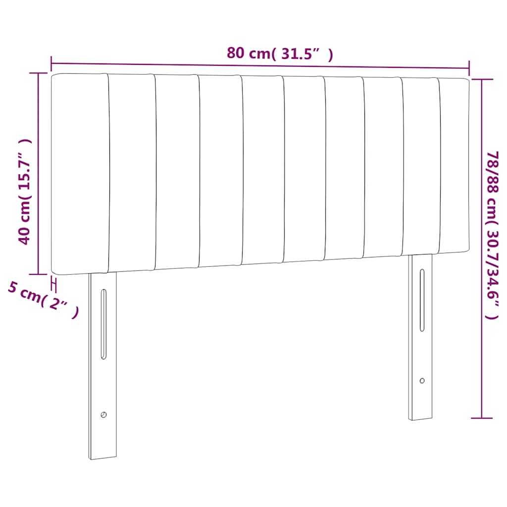 vidaXL Zagłówek do łóżka z LED, ciemnozielony, 80x5x78/88 cm, aksamit