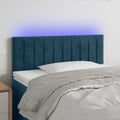 vidaXL Zagłówek do łóżka z LED, ciemnoniebieski 80x5x78/88 cm, aksamit