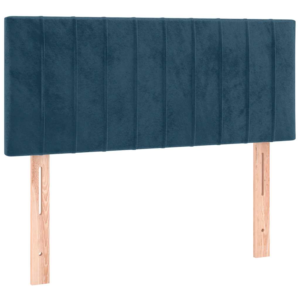 vidaXL Zagłówek do łóżka z LED, ciemnoniebieski, 90x5x78/88cm, aksamit