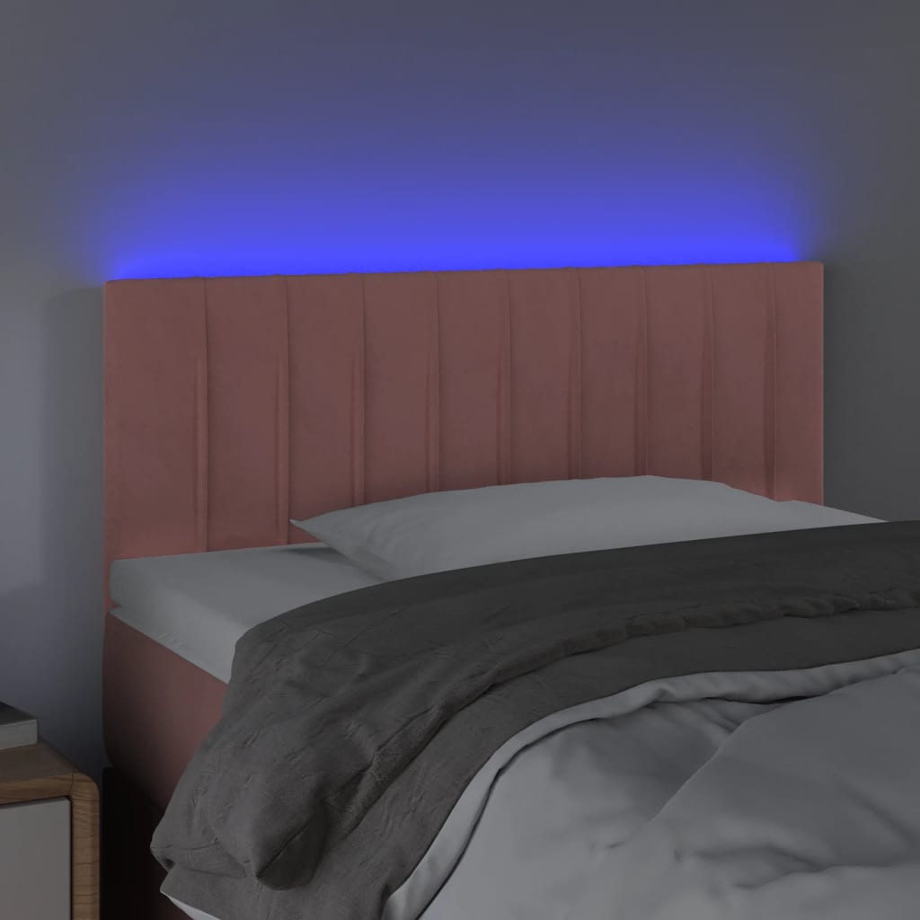 vidaXL Zagłówek do łóżka z LED, różowy, 90x5x78/88 cm, aksamit
