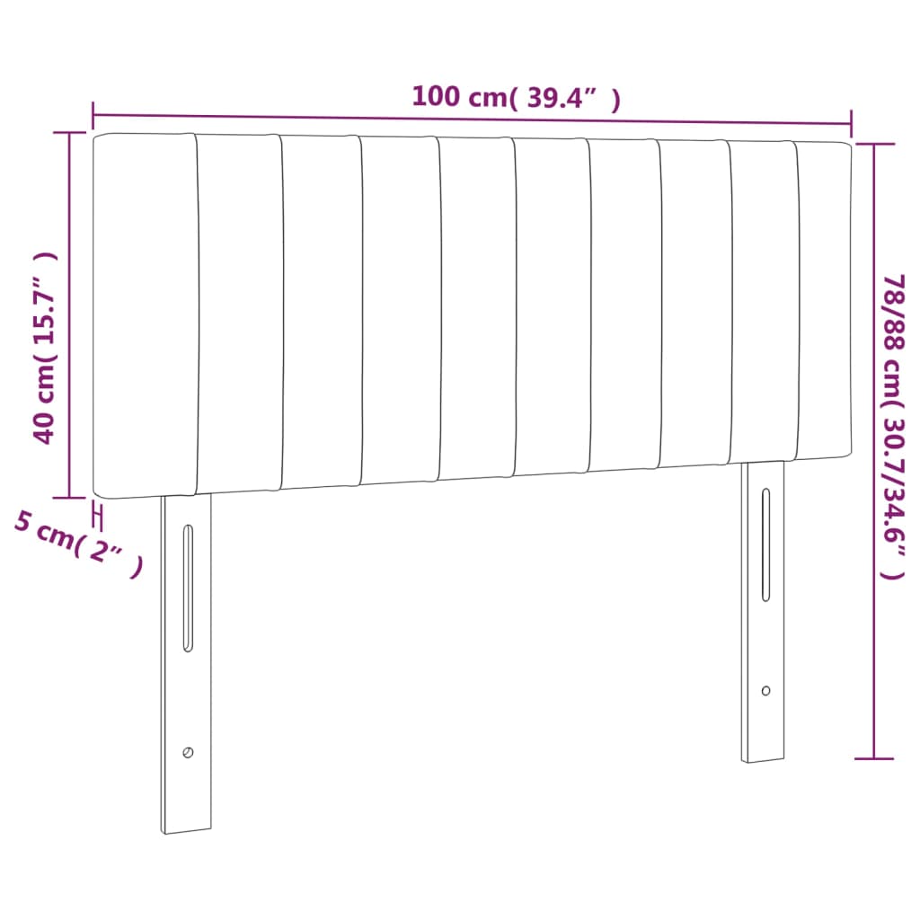 vidaXL Zagłówek do łóżka z LED, czarny, 100x5x78/88 cm, aksamit