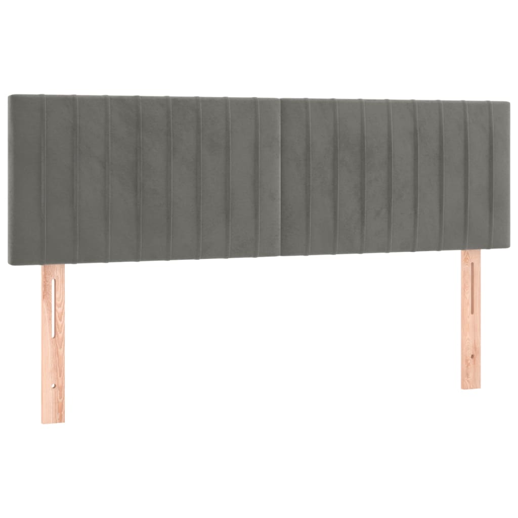 vidaXL Zagłówek do łóżka z LED, jasnoszary, 144x5x78/88 cm, aksamit